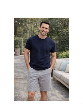 Men's George Grey Stripe Walk Flat Front Shorts Waist 30